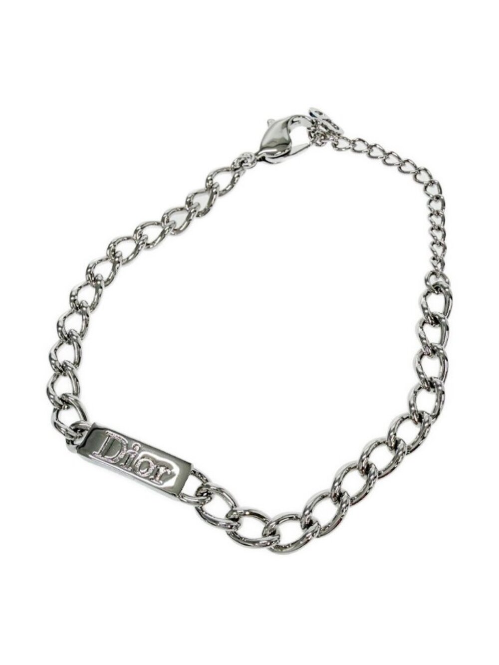 Dior Metal Logo Plate Bracelet Silver